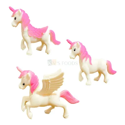 3PC Pegasus Mini Unicorn Pink Lovely Flying Horse Unicorn Miniature Figurine Cake Toppers, Cake Decoration, Mini Action Figures, Birthday Party Supplies, Children's Play Toys, Desktop Ornaments