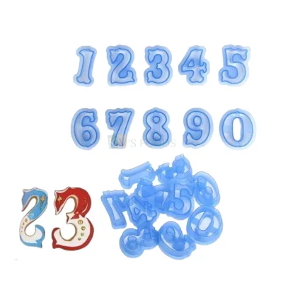 10 PCS Blue Big Large 0 to 9 Number Cookies Cutter Set Fondant Cakes Moulds, Embossing Presses Impression Chocolates Pancake Biscuits Kids Birthday Party Wedding Anniversary Cakes Cupcake Decorations