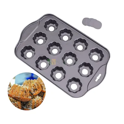 12 Cups Non-Stick Mini Cheesecake Pan Flower Shaped Grid Mold with Circle Base, Muffin Tart Cupcake Tray Cake Baking Tool Metallic Cup Baking Mould for Brownies Cakes, Circle Cookies, Small Chocolates