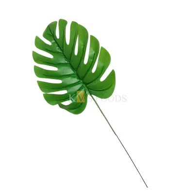 1PC Green Big Artificial Monstera Palm Leaf Cake Topper Single Fake Turtle Leaf Cake Insert, Birthdays, Jungle, Zoo, Animals, Plant Theme Cake Accessories Project Crafts, Home Festivals Decorations
