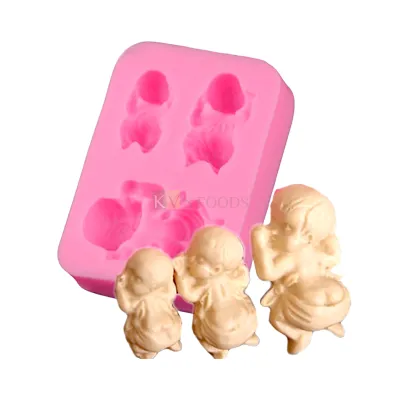 1 PC Silicone Fondant 3 Different Sizes Mini Sleeping Baby Chocolate Mould 3 Cavity, Kids Girls Boys Children's New Born Celebration Theme, Baby Shower Theme, Flexible Moulds DIY Cake Decorating Molds
