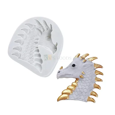 1 PC Silicone Fondant Dragon Head Fondant Cake Chocolate Mould 1 Cavity, Kids Girls Boys Children's Happy Birthday Theme, Animal Theme, Flexible Sugar Paste Gum PasteDIY Cake Decorating Molds