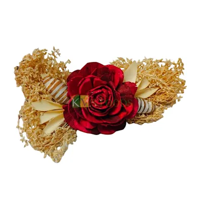 1 PC Red Cream Colour Non-Edible Artificial Rose Flowers  With Grass Arrangement Length 7.5 Inch for Wedding Bridal Shower Bride’s Bouquet Arrangement Decorations DIY Crafts Projects