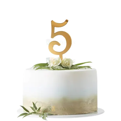 1PC Golden Acrylic Shiny Glass Finish 5 Number Cake Topper, Happy  Birthday Theme, 5th Birthday Cake Topper, Five Number Theme Cake Insert 5 Years Old Birthday Party DIY Cupcake Decorations