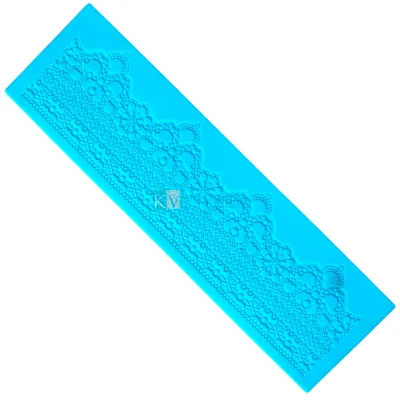 1 PC Blue Colour Silicone Lace Mat for Cake Border Theme Cake Mat Fondant Cake Decorating Mold Tools Sugar Lace Baking Mat DIY Embossing Pad for Birthday Cakes Chocolate Lace DIY Cake Decorations