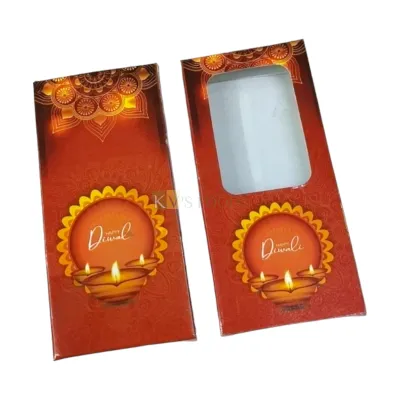 5 PC Set of Multipurpose Happy Diwali Chocolate Bar Box with Transparent Window, Cracker Chocolates Pacakging DIY Gift box