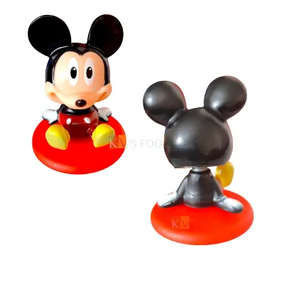 1PC Red Black Sitting Mickey Cartoon Spring Toy Cake Topper Doll Cake Topper Girls Boys Happy Birthday Theme, Moving Head Micky Cake Topper With Red Base DIY Cake Decorations