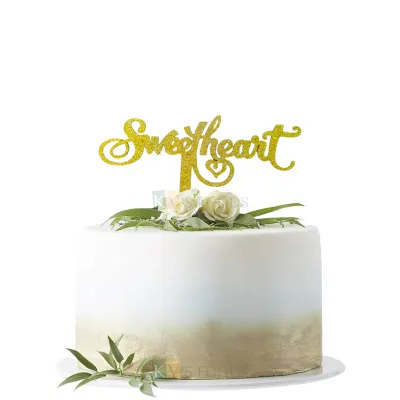 1PC Golden Shiny Glitter MDF Sweetheart Cake Topper, Daughter Wife Birthday Theme Unique Elegant Font Design Cake and Cupcake Glitter Insert DIY cake Decorations