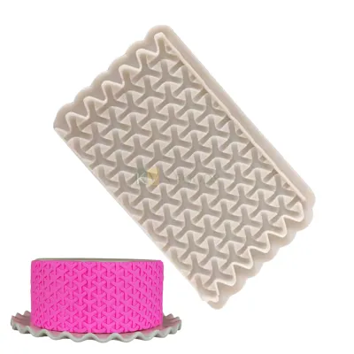 1 PC White Silicone Tri Weave Texture Sequence Fondant Moulds Side Edge cake Decorations Molds, Wedding Anniversary Cakes, Baby Shower Happy Birthday Theme, Flexible Lace Moulds, DIY Cake Decorations