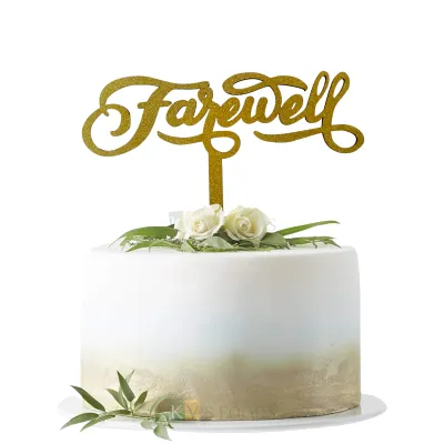 1PC Golden Shiny MDF Unique Elegant Font Design  Farewell Cake Topper, Going Away Party Cake Topper,  Cupcake Insert, DIY Cake Decorations/ Cake Accessories
