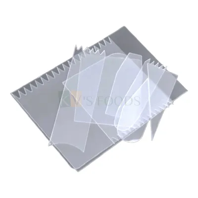 9 Pcs Flexible Plastic transparent Scraper for Cake, Mousse, Cream Edge Smoother Cupcake Cake Cutter Mould Baking Decorating Tools