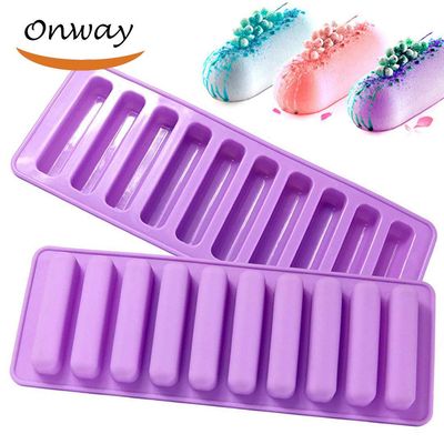 10 Cavity Lady Finger Biscuit Mould for Tiramisu, Ice Tray Silicone Baking Tray, Hot Dog Sausage Tube shape