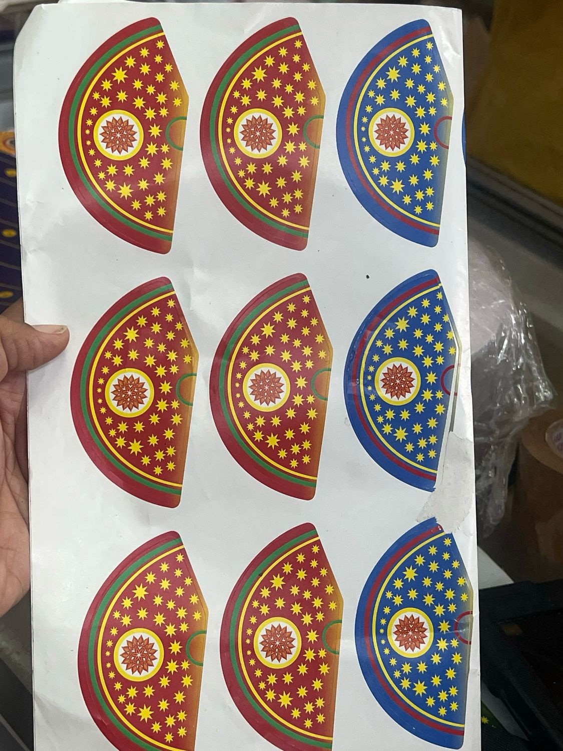 Diwali Cracker Chocolate Pre-cut Sticker Anar Bomb 12 Stickers In Sheet