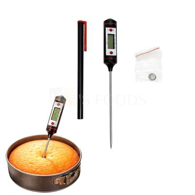 Digital Thermometer With Stainless Steel Sensorprobe, Digital LCD, Food Test Thermometer, Kitchen Oven, Cake Baking, BBQ, Cooking, Milk Water Measure Probe Tool Pen Thermometer