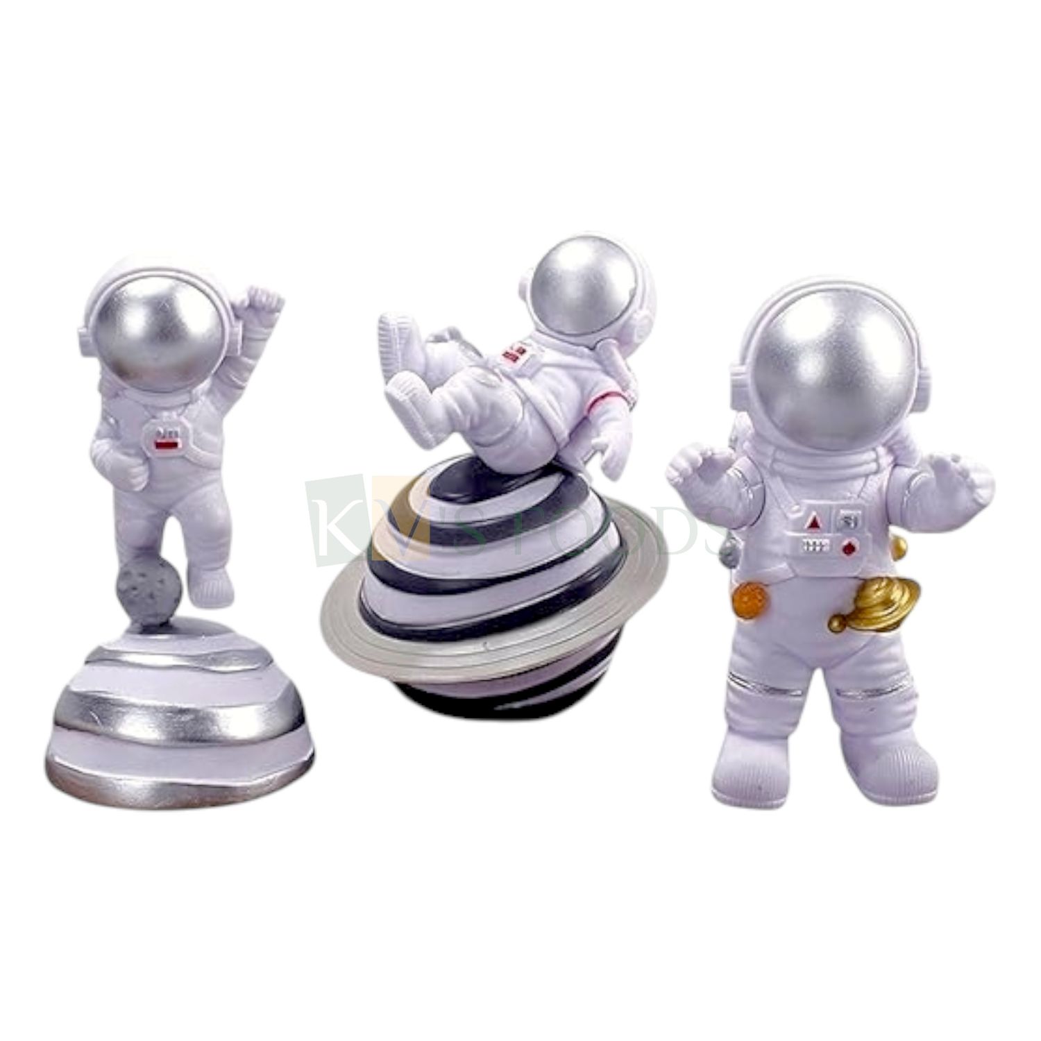 3pcs PVC Astronaut Spaceman Figurine Cake Topper, Earth Galaxy Space Theme Cake Decoration, Miniature Figurine, Toy, Gift Children's Play Toys Set, Figure for Shelf Bookstore Office Collections