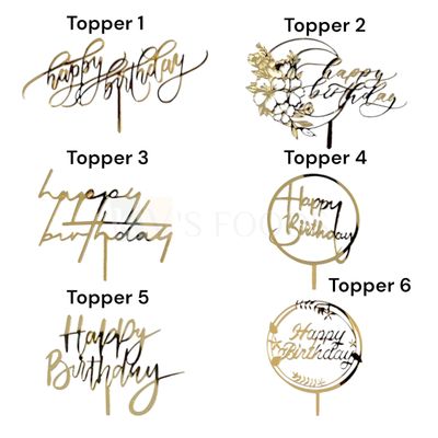1PC Golden Acrylic Shiny Glass Finish Round with Flowers Happy Birthday Letters with Elegant Unique Font Design Cake Topper, Happy Birthday Cake Insert Small Home Celebration DIY Cake Decoration