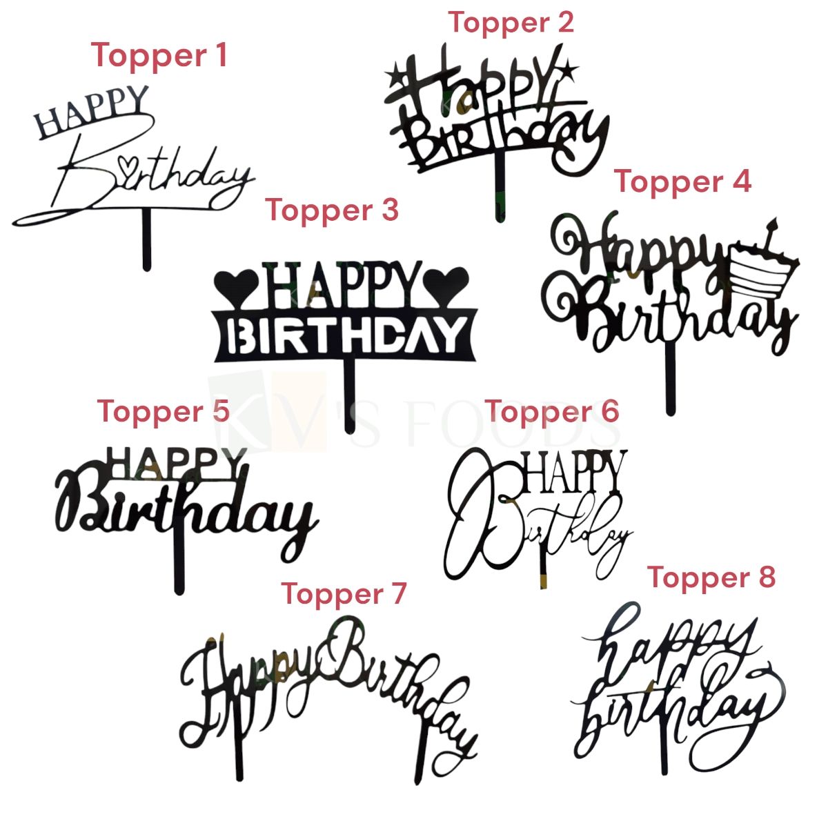 1PC Black Acrylic Happy Birthday Letters Cake Topper, Different Designs Unique Elegant Font Design, Girl/Boy Cake Insert, Chidren's Birthday Celebration Friend Birthday Ocassion DIY Cake Decorations