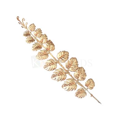 1PC Golden Shiny Glossy Finish Artificial Leaf Stick Leaves Branches Cake Toppers, Metallic Gold Stem Plants Cake Insert Decorations for Wedding Anniversary Baby Shower Birthday DIY Cake Decorations