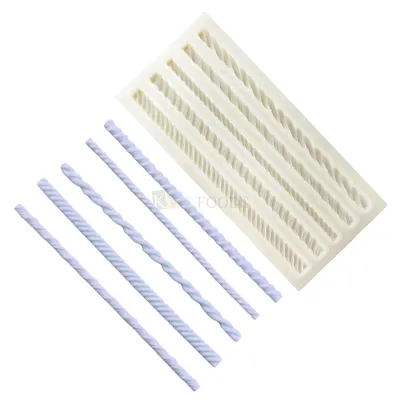 1 PC Silicone Fondant 4 Different Sizes Five Lines of Twisty Spiral Curly Rope Strips Neklace String Border Mould Chain Shape Mold Wedding Anniversary Cakes Decorations Birthday Theme Flexible Moulds