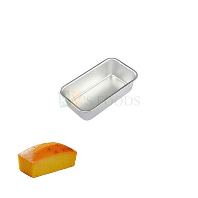 1PC Silver Small Rectangle Size 4.3"x2.3"x1.2" Baking Aluminium Loaf Bread Cake Moulds, Capacity ~100 gm, Bakeware Pan, Mousse Pudding Cheese, Friut Cakes, Bakeable Mould Tins Tray for Oven Accessory