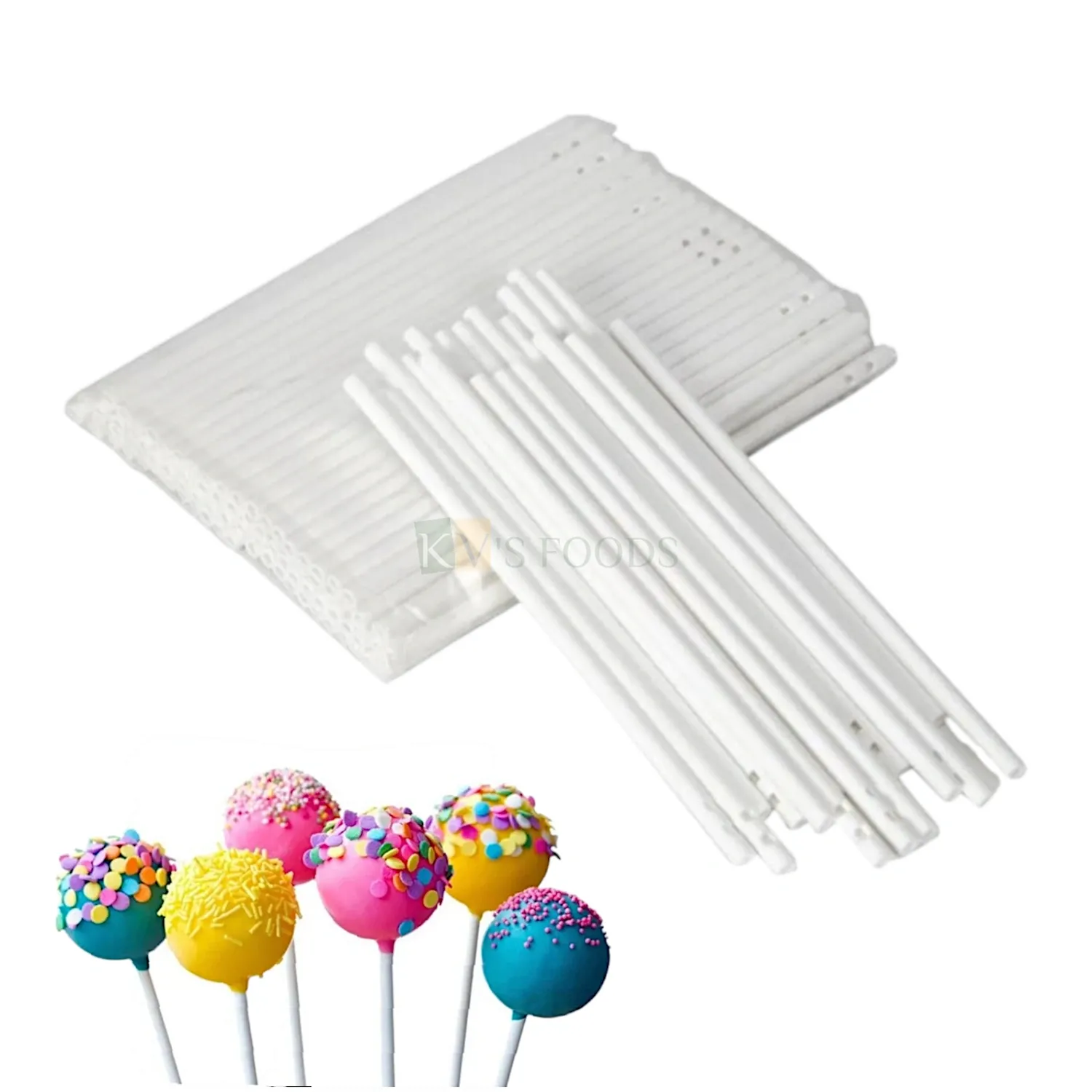 ~100 PCs White Plastic Cake Pop Sticks, 11.2 cm Small Lollipop Sticks, Popsicles, Hard Candy, Rainbow Sweets, Chocolates, Cakes, Stick, Straw, Shakes, Smoothies, Birthday Celebrations Art, Crafts