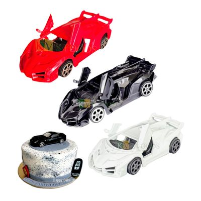 1 PC Small Red/Black/White Mini Ferrari Lambogini Car Cake Topper Die Cast Vehicles Boys Car Theme Happy Birthday Push GO Cars Miniature Figurine Play Toys DIY Cake Decoration, Room Shelf Decor