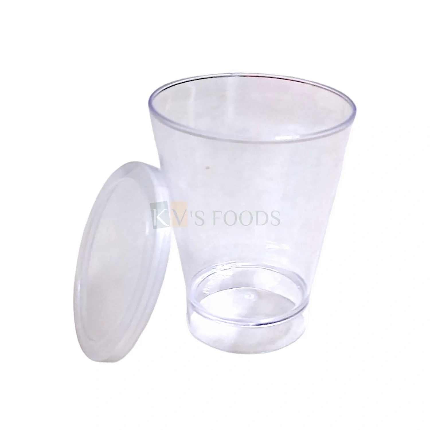 10 PCS  Size 2 x 2 Inch Height 2.6 Inch, Capacity ~ 50 ML Acrylic Mini Shot Glass With Plastic Flat Lid Multi-Purpose Clear Transparent Round Reusable Birthday Christmas Party Glass for Mousse Pudding