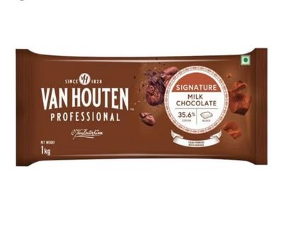 1 PC Van Houten Milk Chocolate, Cocoa 35.6% 1 Kg, Can be used for Decorating Cakes, Cupcakes, Cookies, Brownies, Toppings, Coverings, Fillings, Moulding, Garnishing, To Make Chocolates