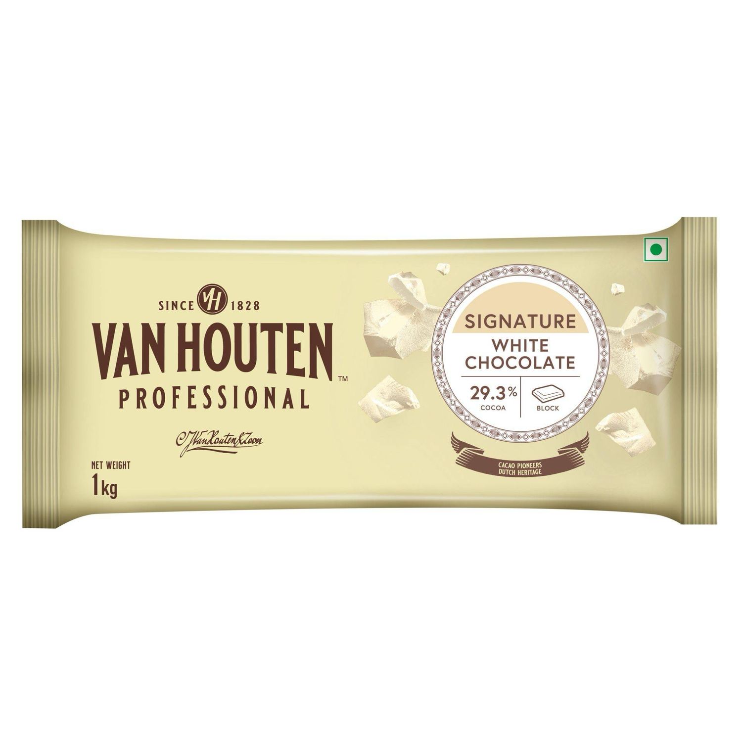1 PC Van Houten White Chocolate, Cocoa 29.3% 1 Kg, Can be used for Decorating Cakes, Cupcakes, Cookies, Brownies, Toppings, Coverings, Fillings, Moulding, Garnishing, To Make Chocolates