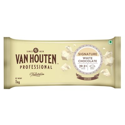 1 PC Van Houten White Chocolate, Cocoa 29.3% 1 Kg, Can be used for Decorating Cakes, Cupcakes, Cookies, Brownies, Toppings, Coverings, Fillings, Moulding, Garnishing, To Make Chocolates