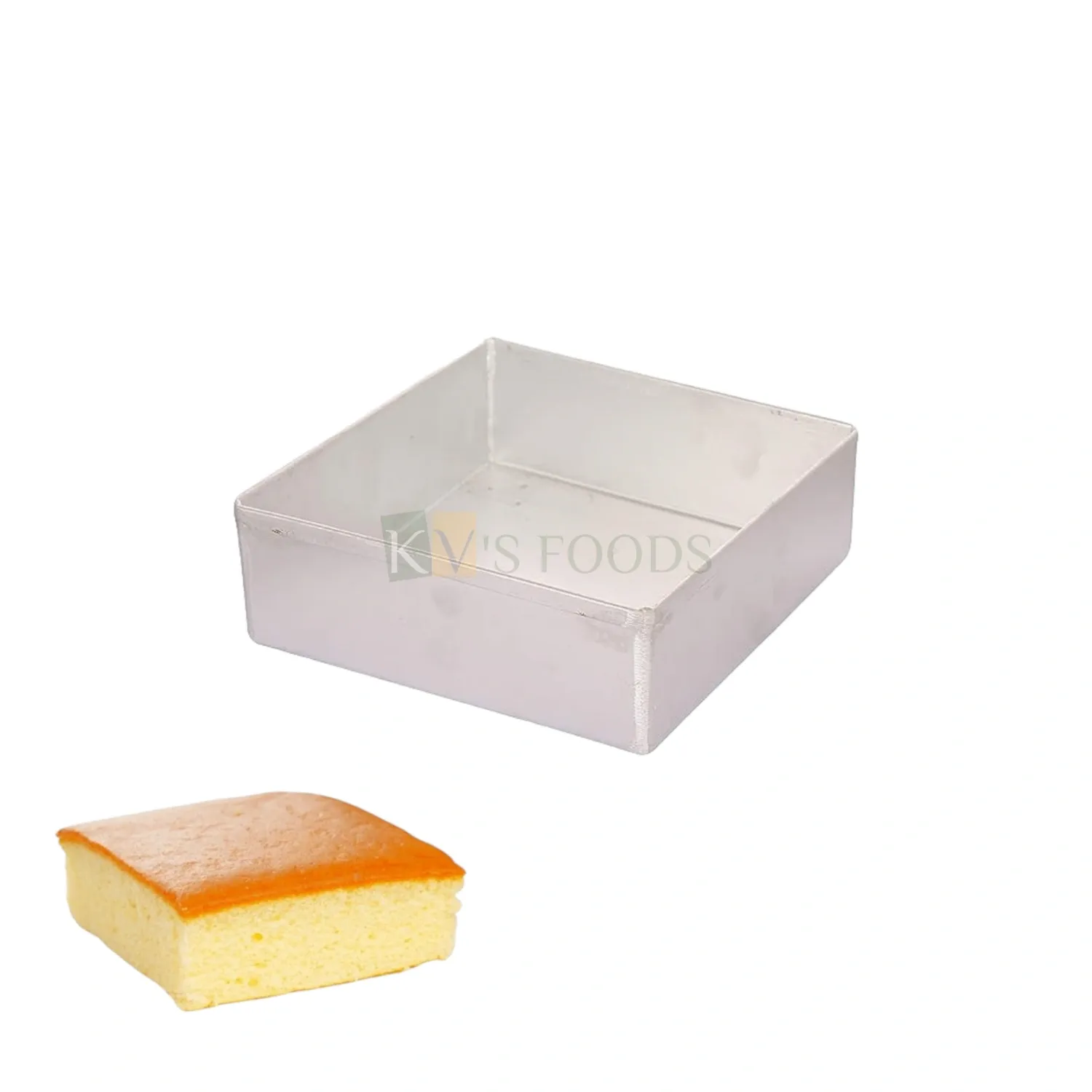 1PC Size 4 x 4 x 2 Inch, Capacity ~ 300 Grams Aluminium Baking Pan Silver Square Small Loaf Bread Cake Mould Bakeware Mousse Pudding Cheese Friut Chocolate Cakes Container Mold Tins Tray for Ovens