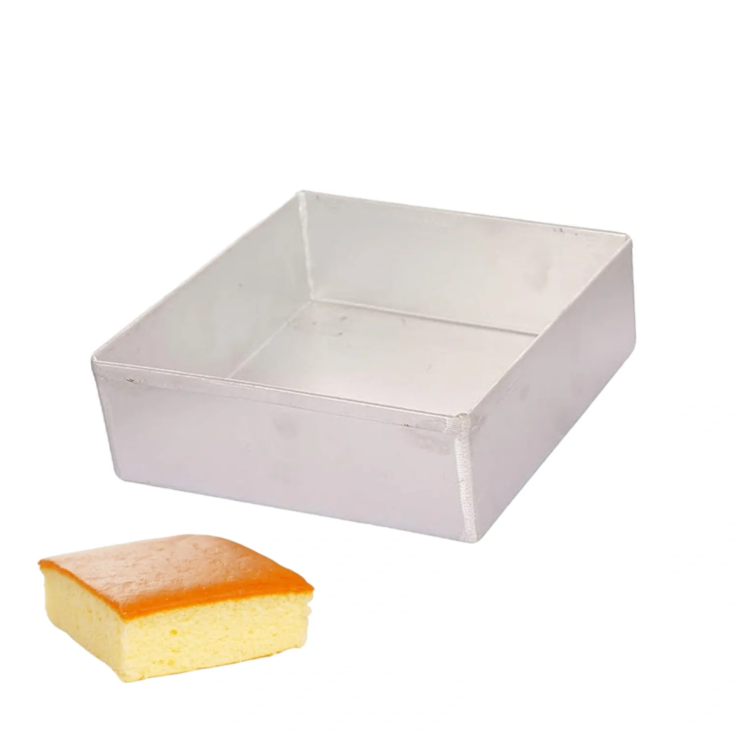 1PC Size 8 x 8 x 2 Inch  Capacity ~700 to 800 Grams Aluminium Baking Pan Silver Square Loaf Bread Cake Mould Bakeware Mousse Pudding Cheese Chocolate Fruit Cakes Containers Mold Tins Tray for Ovens