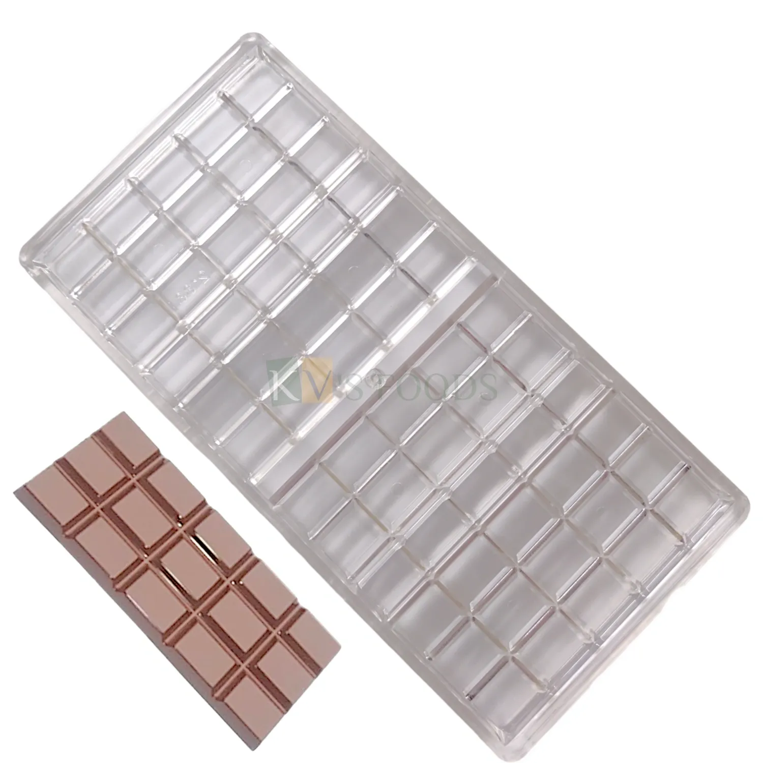 1 PC Size 10.7 x 5.2 Inches, Rectangle 4 Cavity Polycarbonate Chocolate Bar Mould, Cadbury Candy Gummy Jelly, Ice-cubes Making Mold Birthday Theme, Gifting DIY Cake Decorations