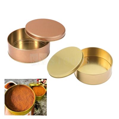 1 PC Golden/Rose Gold, Diameter 5.5 Inch Height 2.5 Inch, Capacity ~500 Grams, Dream Cake Tin Round, Half kg Torte Cake, Can be used for Gifting, Packing Chocolates, Cookies Muffins, Bakery Containers