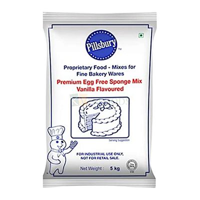 5 Kg Pillsbury White Egg Less Premium Vanilla Flavoured Premix, For Bakery, Powder For Baking Birthday Cake, Pastry, Egg Free Sponge Mix
