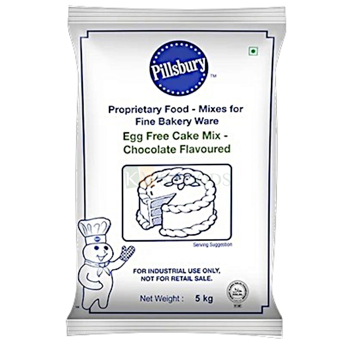 5 Kg Pillsbury, Brown, Egg Free Chocolate Flavoured Premix, For Bakery, Powder For Baking Birthday Cake, Pastry, Egg less Sponge Mix