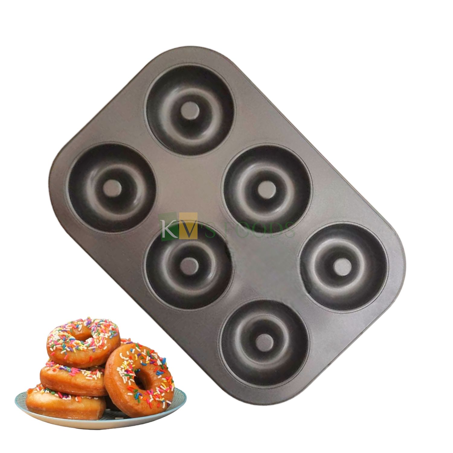 1PC 6 Cavity Size 10.3 x 7.2 x 0.9 Inch Baking Non-Stick Bakeware Doughnut Pan Mould, for Oven Tray, Round Donut Size 2.6 Inch, Cake Donuts, Bakeable Kitchen Baking Accessories Birthday Party