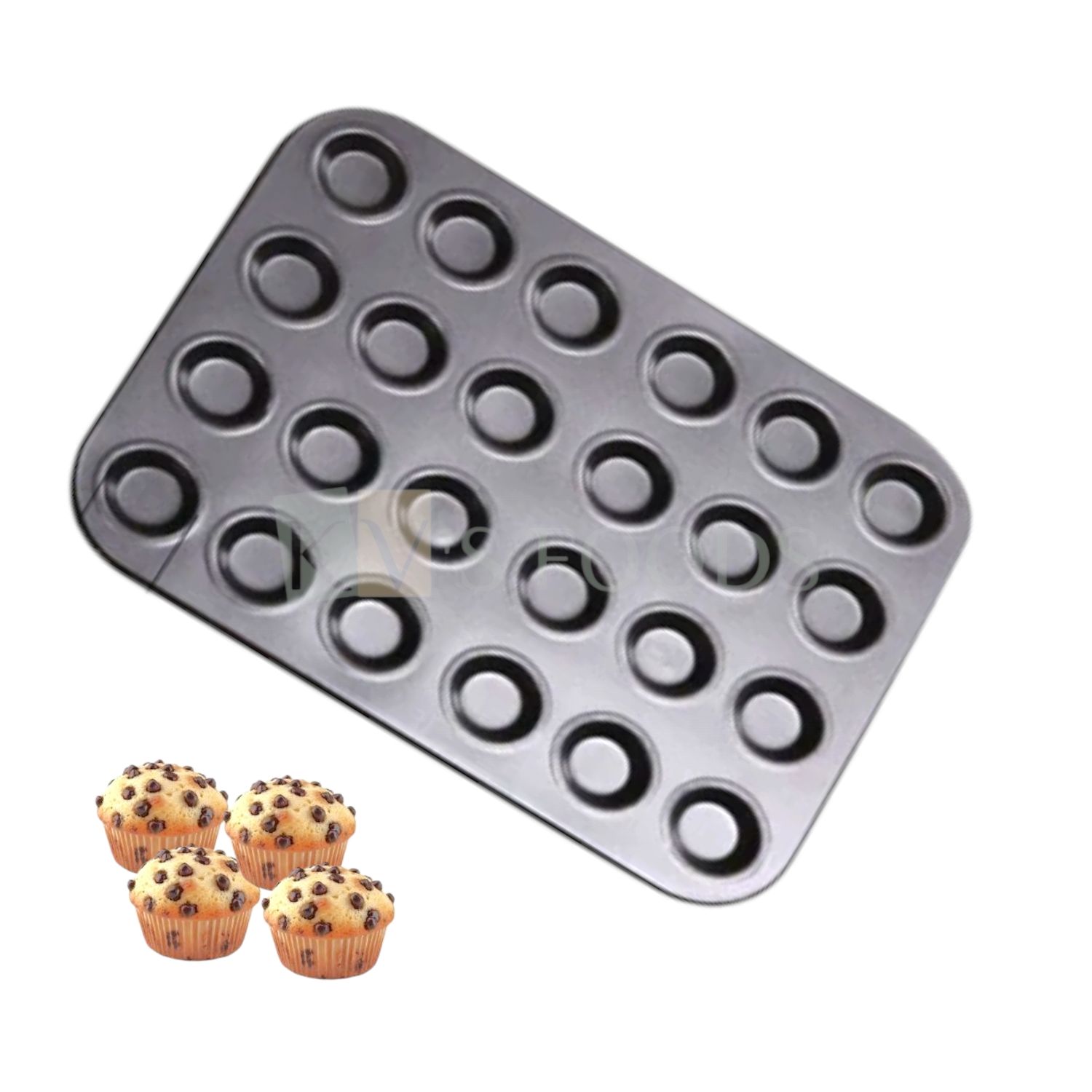 24 Cavity Rectangle Size 13.5 x 10.4 x 0.6 Inch Non-Stick Mini Muffin Pan Tart Cupcake Tray Cake Tool, Metallic Baking Mould for Brownies, Cupcake Size 1.7 Inch, Cookies, Biscuits Bakeware  Oven Tools