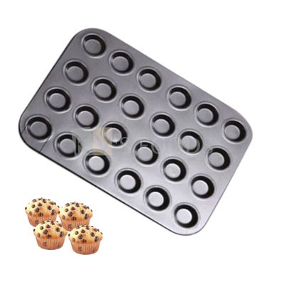 24 Cavity Rectangle Size 13.5 x 10.4 x 0.6 Inch Non-Stick Mini Muffin Pan Tart Cupcake Tray Cake Tool, Metallic Baking Mould for Brownies, Cupcake Size 1.7 Inch, Cookies, Biscuits Bakeware  Oven Tools