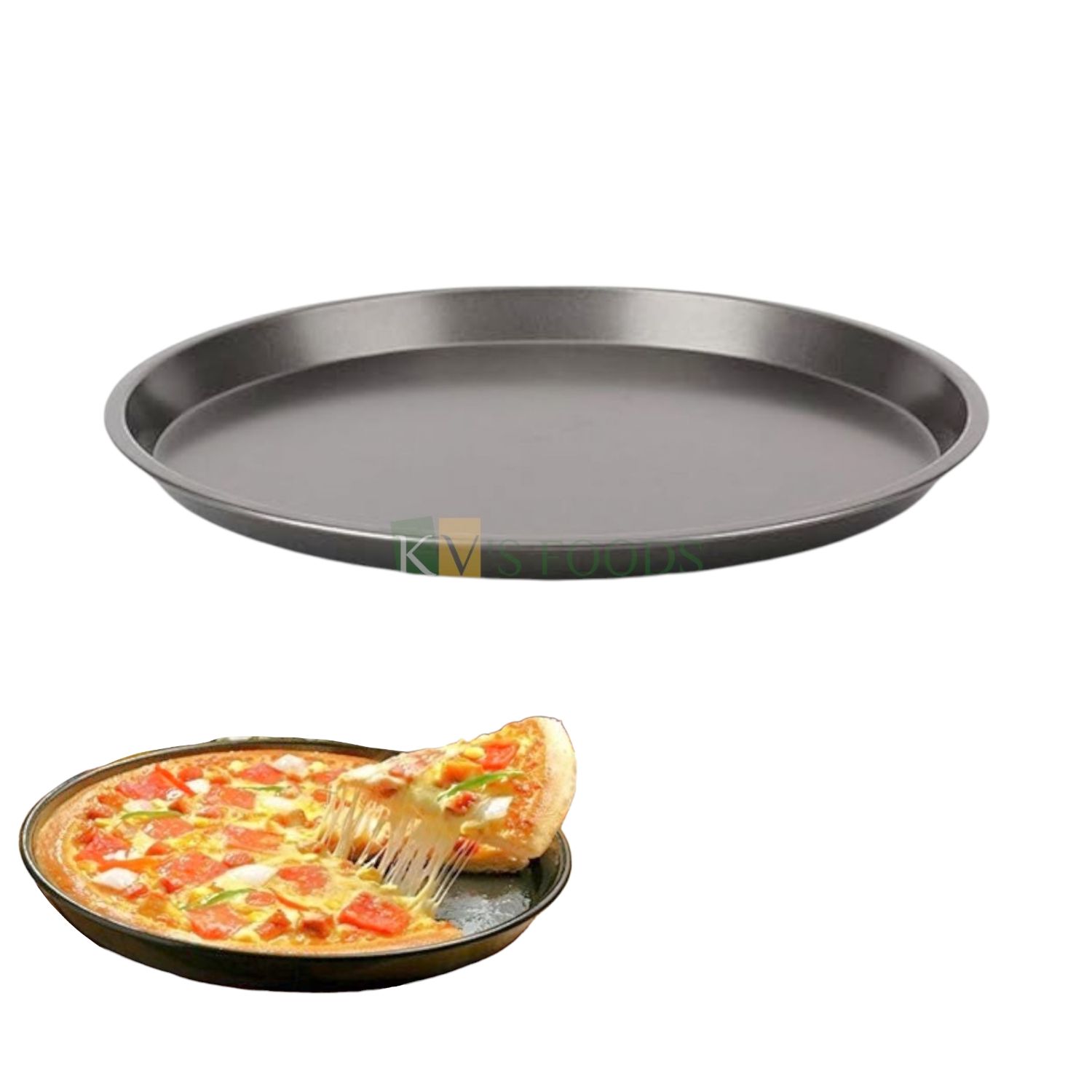1 PC Black Colour, Base Diameter 9.2 Inch Big Non-stick Pizza Plate Pan, For Oven Baking, Deep Dish Pie Tray Bakeware Round Mould for Cookie Bread Pancake Sheet, Home Kitchen Cooking Pattern Tools