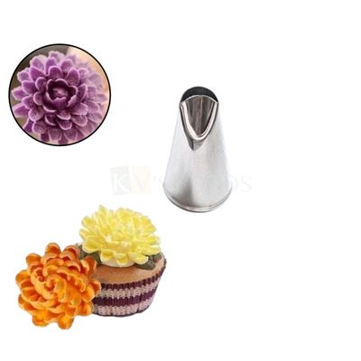 1 PC Small Stainless Steel Chrysanthemum, Rose Sunflower Petal Icing Piping Cake Nozzle, Birthday Wedding Cakes Border Decoration Tip for Frosting, Whipping, Butter Cream, Pastry, Ruffle Frill Tip