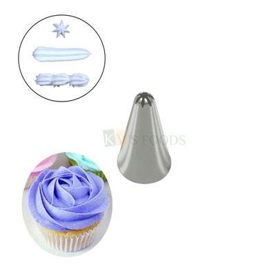 1 PC Stainless Steel Closed Small Star Icing Piping Cake Nozzle, Flowers Birthday Wedding Cake Decoration 6 Teeth Tip, Frosting, Whipping, Butter Cream, Pastry, Desserts, Cupcake, Kitchen Tools