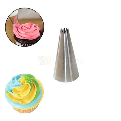 1 PC Stainless Steel Small Open Star Icing Piping Cake Nozzle, Flowers Birthday Wedding Cake Decoration 9 Teeth Tip, Frosting Whipping, Butter Cream, Pastry, Desserts, Cupcake DIY Cake Decorating Tool