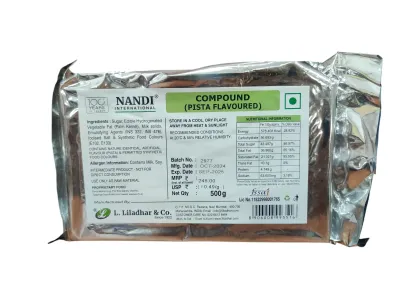 Nandi Pista Flavoured Chocolate Compound 500gm Nandi Pista Flavoured Chocolate Compound 500gm