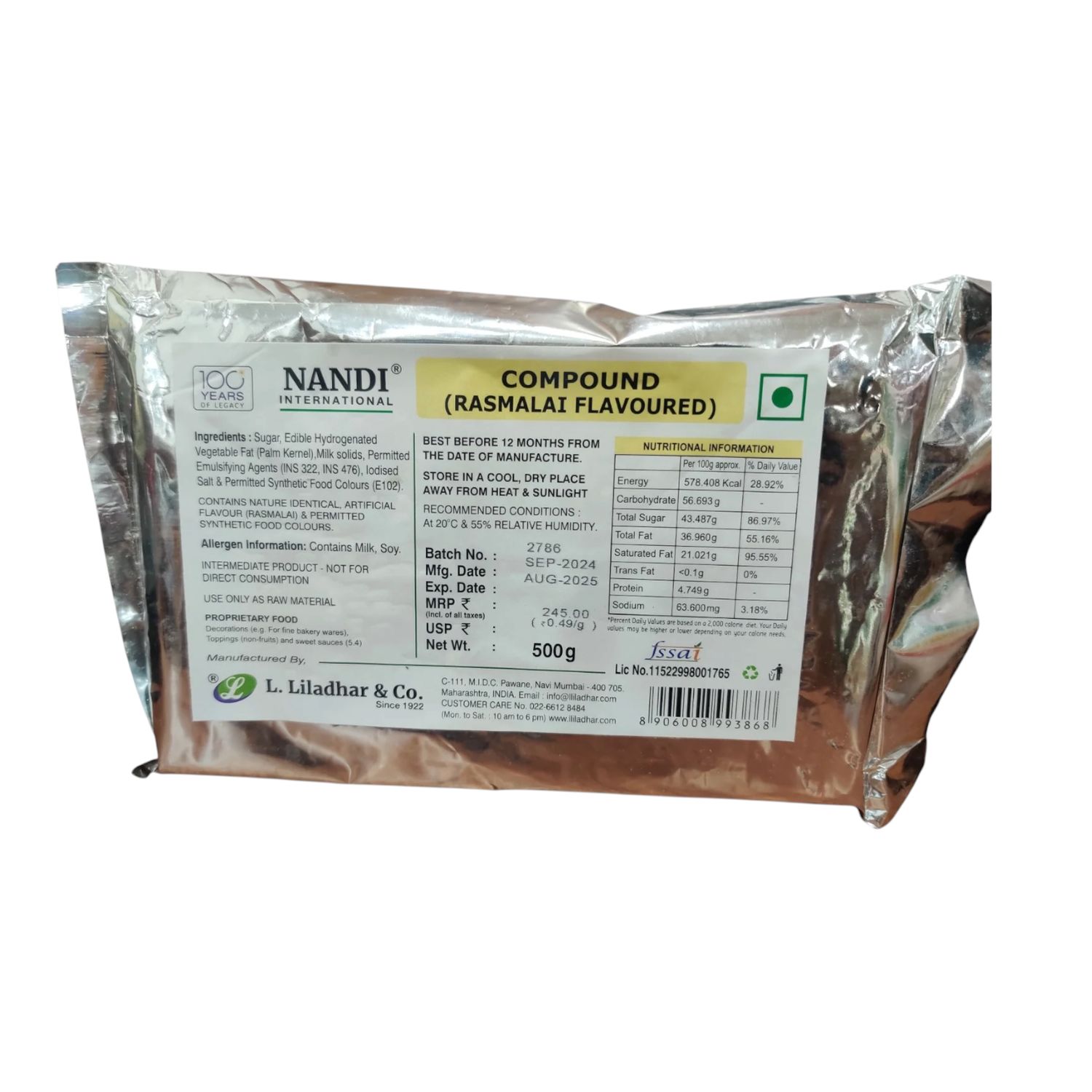 Nandi Rasmalai Flavoured Chocolate Compound 500gm