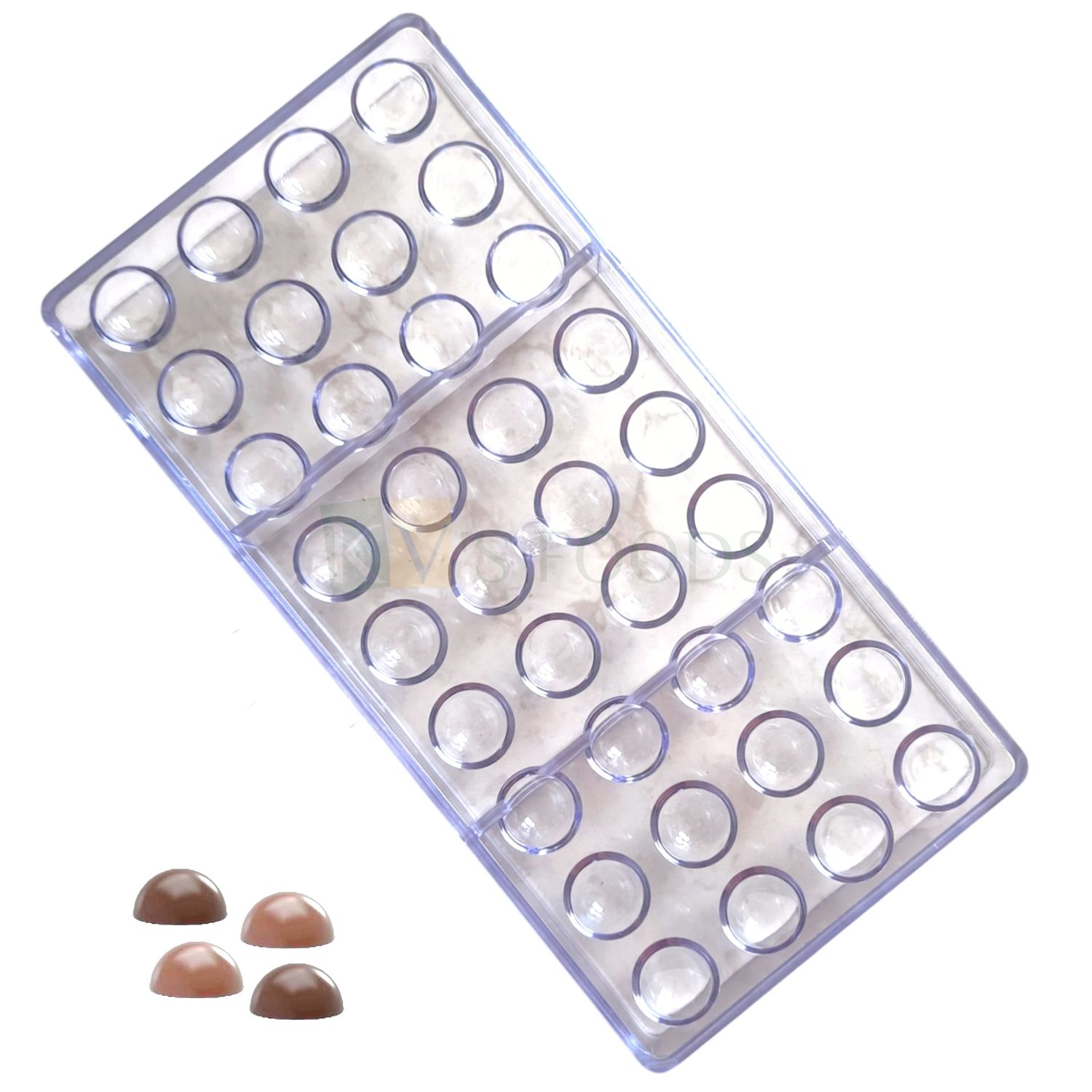 1 PC Size 10.7 x 5.2 Inches, Thickness 1 Inch Rectangle 36 Cavity, Small Semi Half Circle Shape Polycarbonate Chocolate Mould, Gummy Jelly Candy, Ice-cubes Mold Birthday Theme DIY Cake Decorations