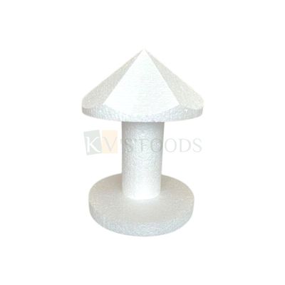 1PC White Styrofoam Carousel Cake Dummy, Size 6 X 6 X 8 Inch, Fake Cake Structure, Practice Dummy Cake, Non-Edible Display Cake, Carnival Theme, Birthday Cakes