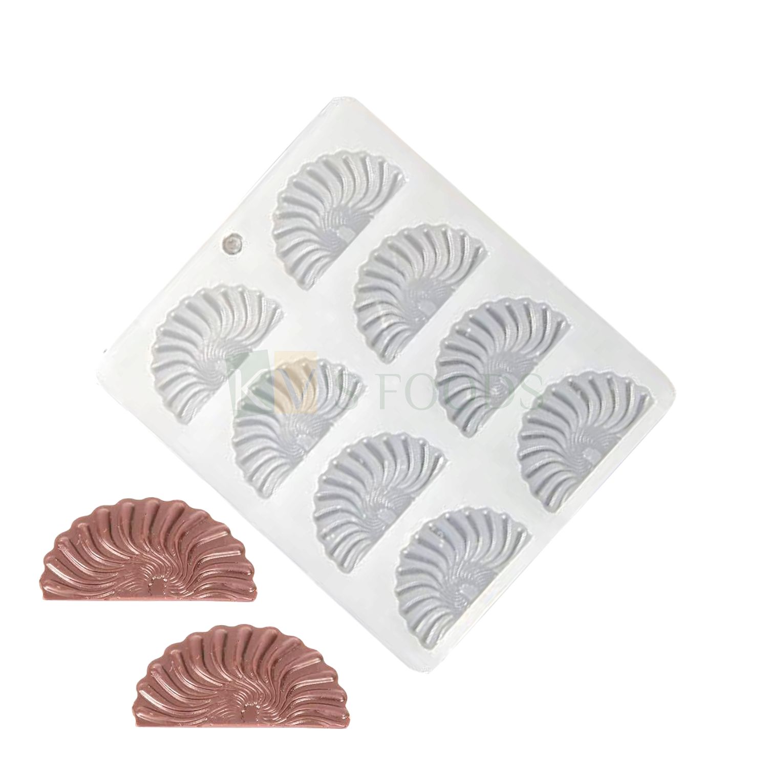 1 PC White 8 Cavity Ruffle Fan Shape Silicon Chocolate Garnishing Moulds Semicircle Design, Sugar-craft, Cakes Dessert Insert, Ice-cream Cake Topper, Jelly Candy Fondant, DIY Side Cake Decorations
