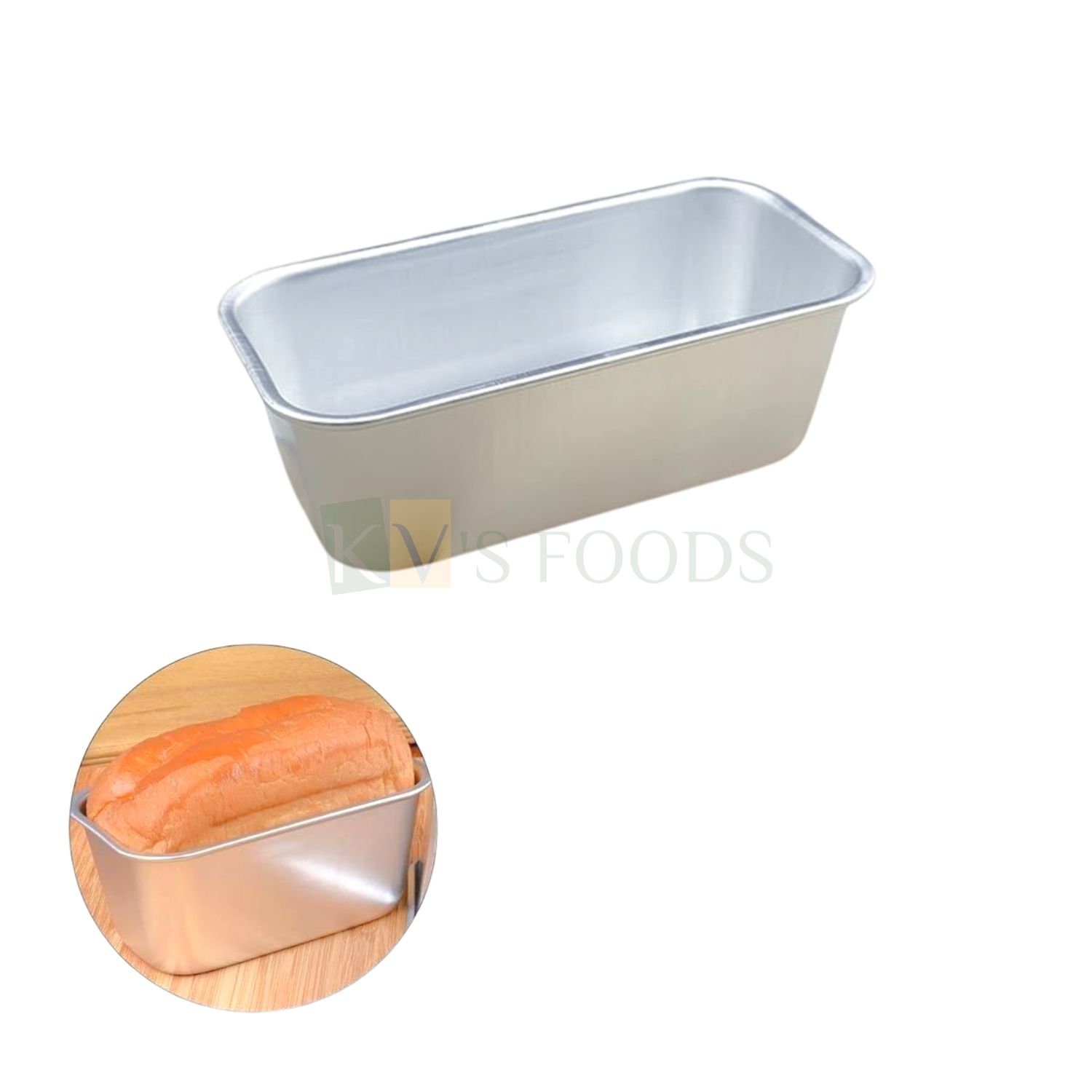 1PC Aluminium Silver Rectangle Baking Loaf Bread Cake Moulds, Base Size 5.2x2.7x2.7 Inch, Capacity ~300 Grams, Bakeware Pan, Mousse Pudding Cheese, Fruit Cakes, Buns Cakes Mould Tins Tray for Oven