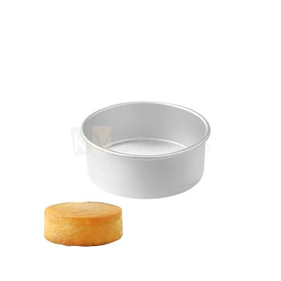 1PC Size Diameter 5.6 Inch, Height 2.5 Inch Capacity ~ 200 Grams Aluminium Tall Cake Baking Pan Silver Circle Round Mould Bakeware Loaf Bread Mousse Pudding Cheese Cake Containers Tins Tray for Ovens